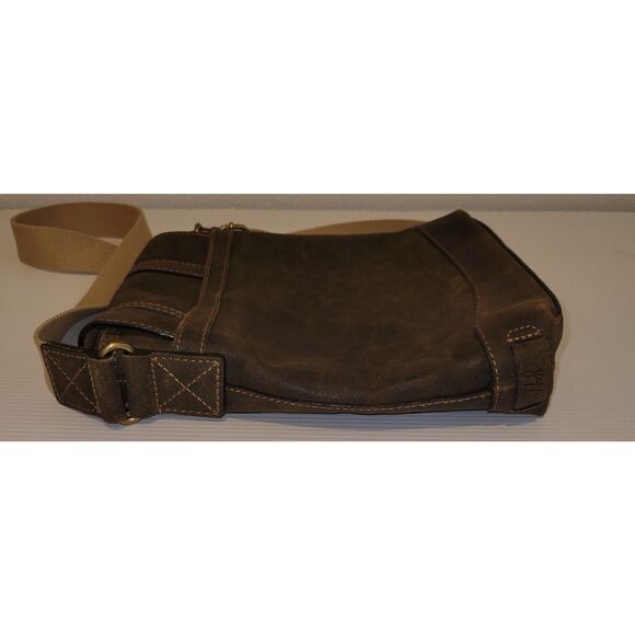 NWOT Patricia Nash Brown North South Moto Messenger Crossbody Leather Unisex Bag - Picture 8 of 12